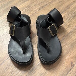 Sorel Black Leather Sandals